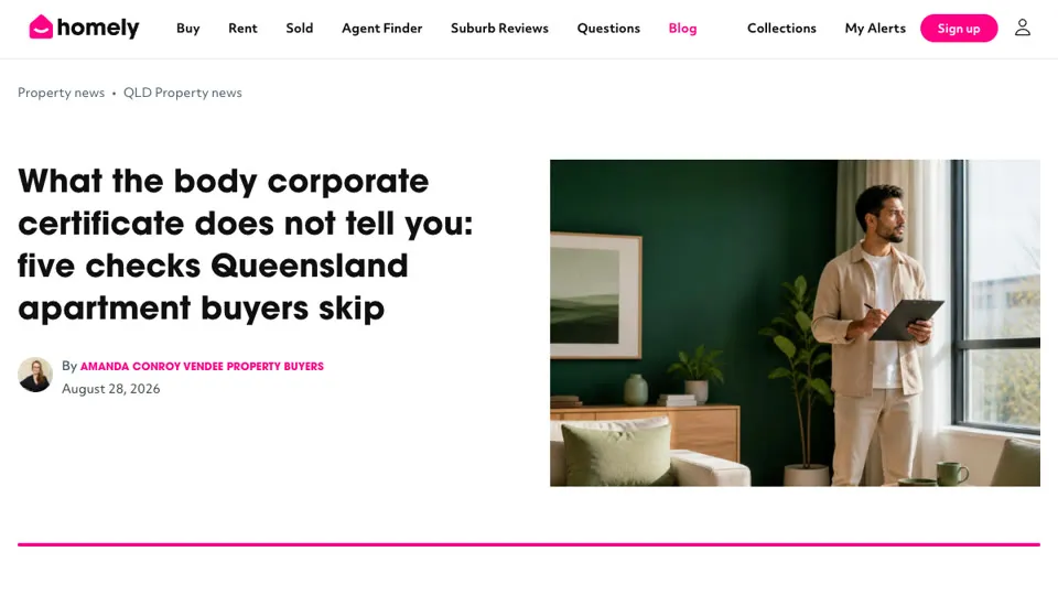 Homely article by Amanda Conroy: What the body corporate certificate does not tell you